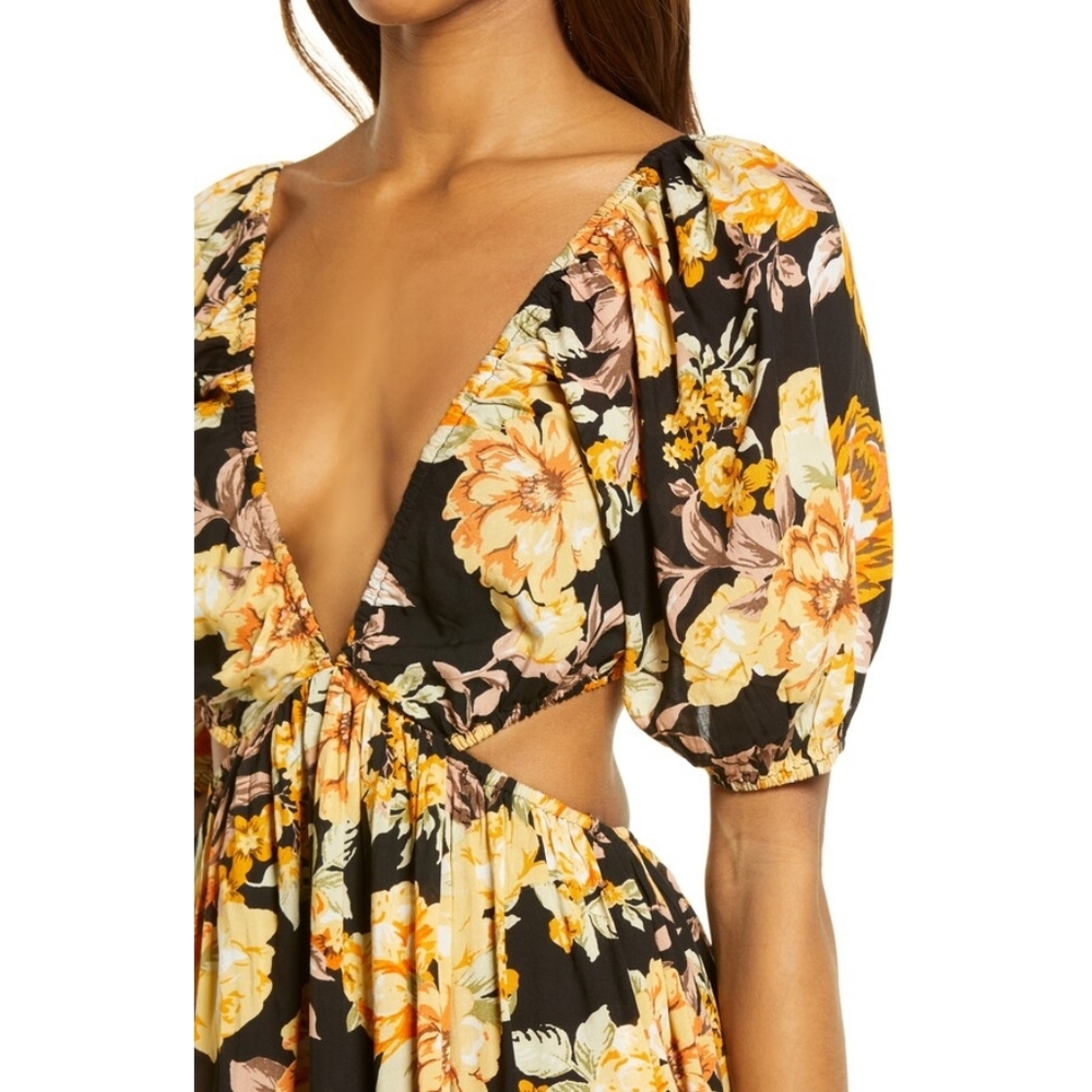 NWT Bardot FLORAL MINI DRESS IN BLK BLD FL